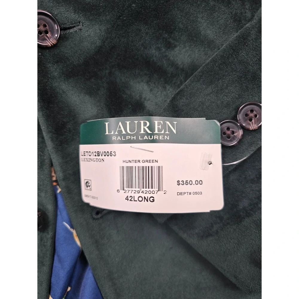 LRL Ralph Lauren Velvet Sport Coat Mens 42L Hunter Green UltraFlex Lexington NEW